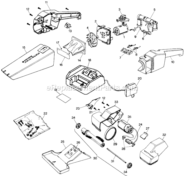 Page A Diagram and Parts List for Type 5 Black and Decker Hand Vacuum
